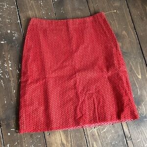 RUBY Welles size 12 Red Laser Cut Overlay Skirt Olive Green Liner​